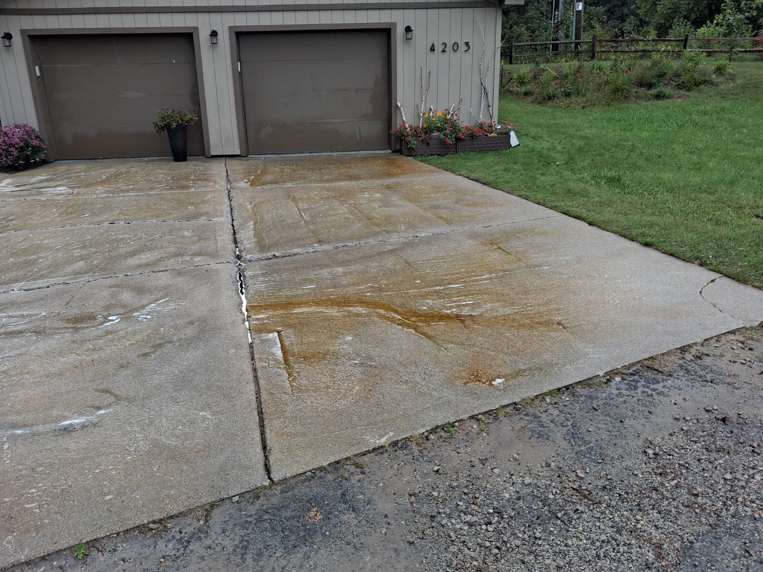 Concrete driveway after cleaning